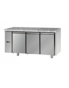 Tav Refrigerato, 3 porte e piano di lavoro in Granito, predisposto per unità frigorifera remota a sx cm 166x70x85h