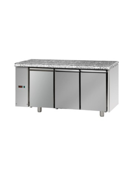 Tav Refrigerato, 3 porte e piano di lavoro in Granito, predisposto per unità frigorifera remota a sx cm 166x70x85h