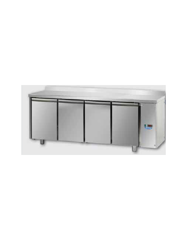 Tav Refrigerato, 4 porte, con alzatina 100 mm, predisposto per unità frigorifera remota cm 210x70x95h