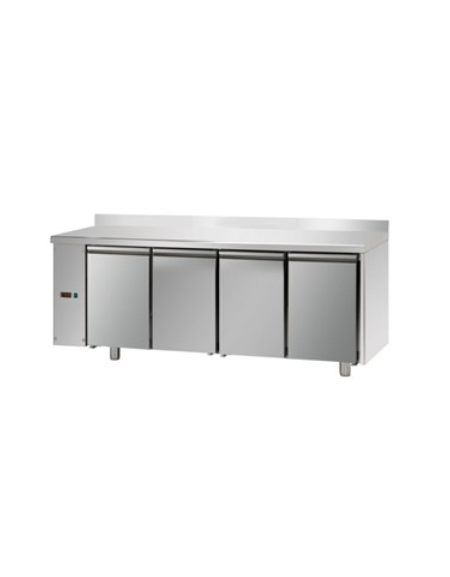 Tav Refrigerato, 4 porte , con alzatina 100 mm, predisposto per unità frigorifera remota a sx cm 210x70x95h