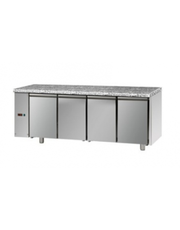 Tav Refrigerato, 4 porte e piano di lavoro in Granito, predisposto per unità frigorifera remota a sx cm 211x70x85h