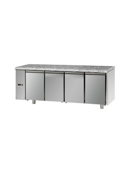 Tav Refrigerato, 4 porte e piano di lavoro in Granito, predisposto per unità frigorifera remota a sx cm 211x70x85h