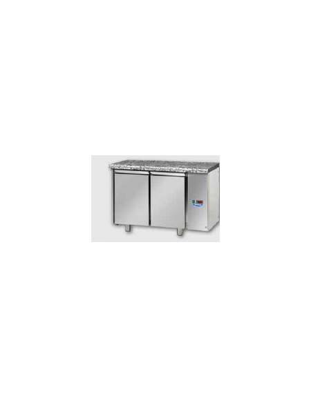 Tav. Refrigerato con 2 porte, p. di lavoro in Granito, predisposto per unità frigorifera remota a bassa temp. cm 121x71,5x85h