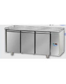 Tav Refrigerato, 3 porte, senza p. di lavoro, predisposto per unità frigorifera remota a bassa temp. cm 165x71,5x80h