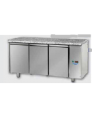 Tav Refrigerato, 3 porte, piano di lavoro in Granito, predisposto per unità frigorifera remota a bassa temp. cm 166x71,5x85h