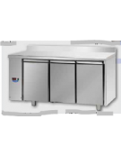 Tav Refrigerato, 3 porte, con alzatina 100 mm, predisposto per unità frigorifera remota a bassa temp. a sx cm 165x71,5x95h