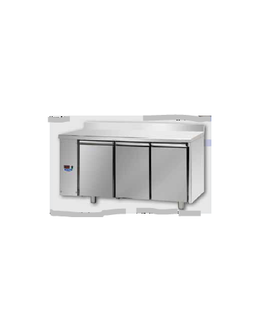 Tav Refrigerato, 3 porte, con alzatina 100 mm, predisposto per unità frigorifera remota a bassa temp. a sx cm 165x71,5x95h