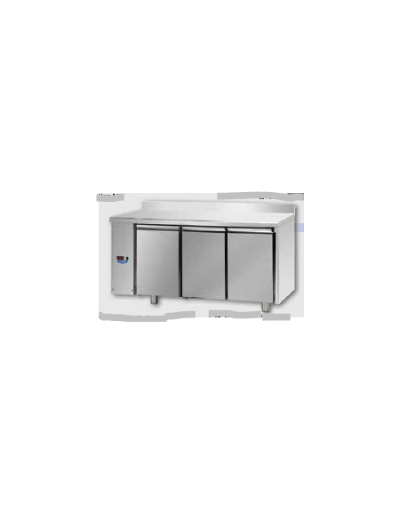 Tav Refrigerato, 3 porte, con alzatina 100 mm, predisposto per unità frigorifera remota a bassa temp. a sx cm 165x71,5x95h