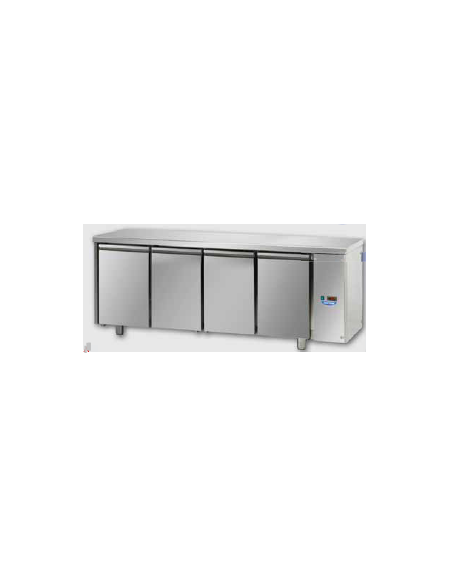 Tavolo Refrigerato GN 1/1 con 4 porte predisposto per unità frigorifera remota a bassa temperatura cm 210x71,5x85h