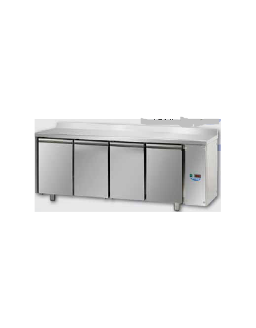 Tav Refrigerato, 4 porte, con alzatina 100 mm, predisposto per unità frigorifera remota a bassa temp. cm 210x71,5x95h