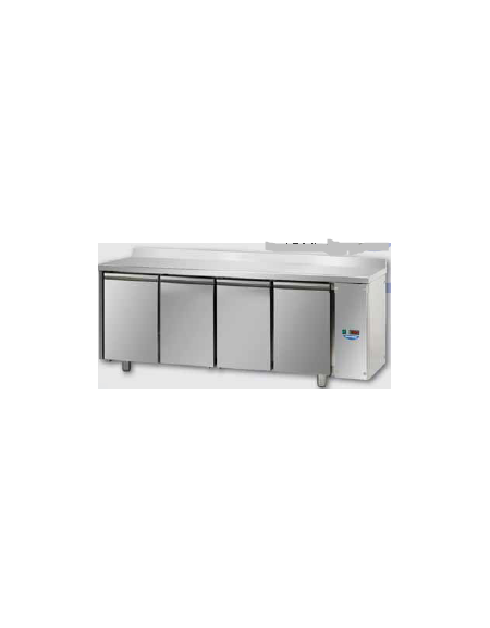 Tav Refrigerato, 4 porte, con alzatina 100 mm, predisposto per unità frigorifera remota a bassa temp. cm 210x71,5x95h