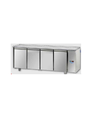 Tav. Refrigerato, 4 porte, senza piano di lavoro, predisposto per unità frigorifera remota a bassa temp. cm 210x71,5x80h