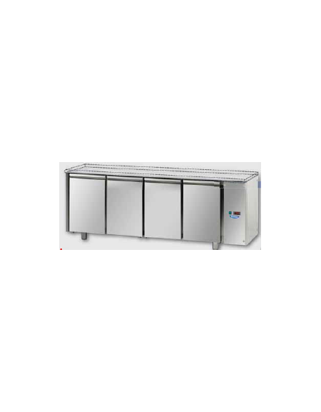 Tav. Refrigerato, 4 porte, senza piano di lavoro, predisposto per unità frigorifera remota a bassa temp. cm 210x71,5x80h