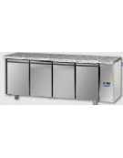 Tav Refrigerato, 4 porte, p. di lavoro in Granito, predisposto per unità frigorifera remota a bassa temp. cm 211x71,5x85h