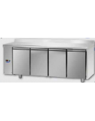 Tav Refrigerato, 4 porte, con alzatina, predisposto per unità frigorifera remota a bassa temp. a sx cm 210x71,5x95h