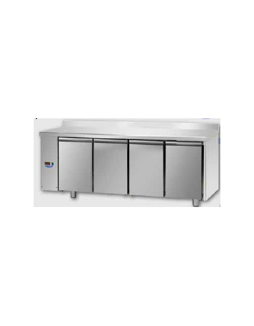 Tav Refrigerato, 4 porte, con alzatina, predisposto per unità frigorifera remota a bassa temp. a sx cm 210x71,5x95h