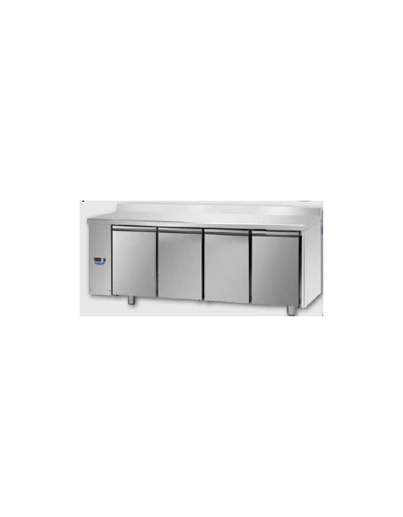 Tav Refrigerato, 4 porte, con alzatina, predisposto per unità frigorifera remota a bassa temp. a sx cm 210x71,5x95h