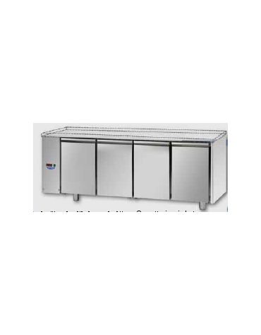 Tav. Refrigerato, 4 porte, senza piano di lavoro, predisposto per unità frigorifera remota a bassa temp. a sx cm 210x71,5x80h