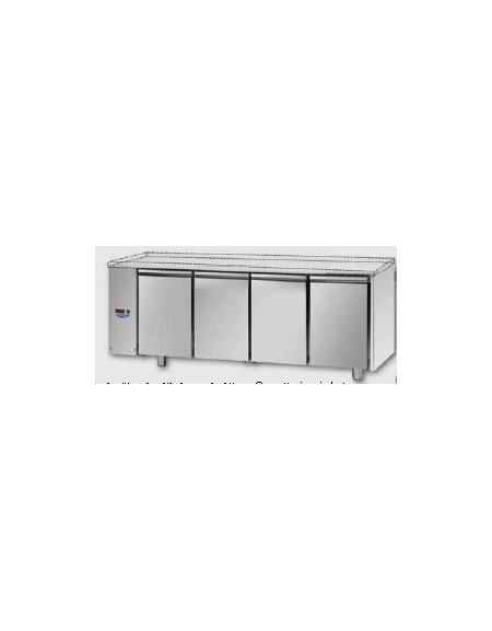 Tav. Refrigerato, 4 porte, senza piano di lavoro, predisposto per unità frigorifera remota a bassa temp. a sx cm 210x71,5x80h