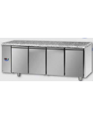 Tavolo Refrigerato 4 porte piano di lavoro in Granito predisposto per unità frigorifera remota a bassa temp. a sx cm 211x71,5x85