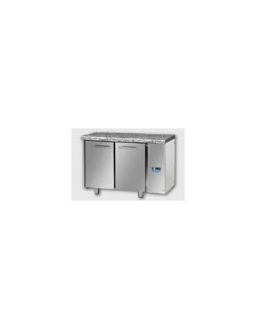 Tavolo Refrigerato GN 1/1 con 2 porte e piano di lavoro in Granito, predisposto per unità frigorifera remota cm 121x70x85h