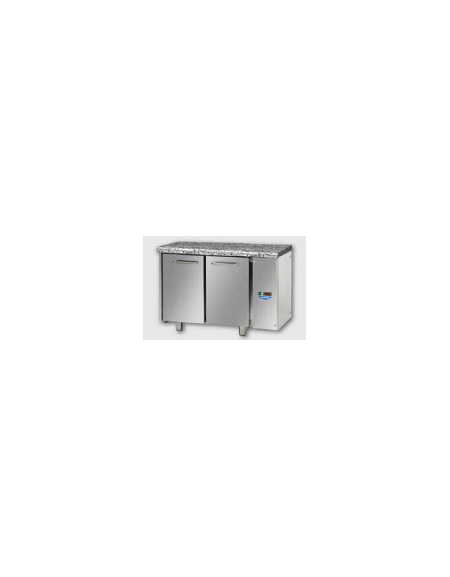 Tavolo Refrigerato GN 1/1 con 2 porte e piano di lavoro in Granito, predisposto per unità frigorifera remota cm 121x70x85h