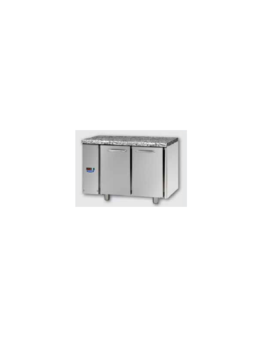 Tavolo Refrigerato GN 1/1 con 2 porte e piano di lavoro in Granito, predisposto per unità frigorifera remota cm 121x70x85h