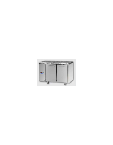 Tavolo Refrigerato GN 1/1 con 2 porte e piano di lavoro in Granito, predisposto per unità frigorifera remota cm 121x70x85h