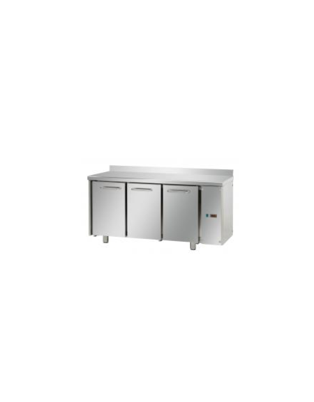 Tavolo Refrigerato, 3 porte, con alzatina, predisposto per unità frigorifera remota cm 165x70x95h