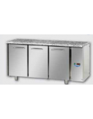 Tavolo Refrigerato GN 1/1 con 3 porte e piano di lavoro in Granito, predisposto per unità frigorifera remota cm 166x70x85h