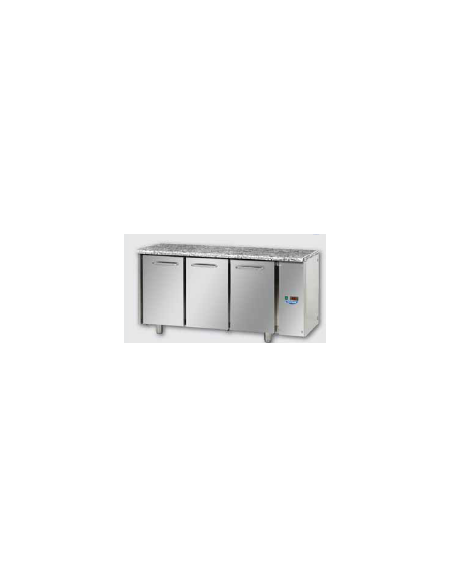 Tavolo Refrigerato GN 1/1 con 3 porte e piano di lavoro in Granito, predisposto per unità frigorifera remota cm 166x70x85h