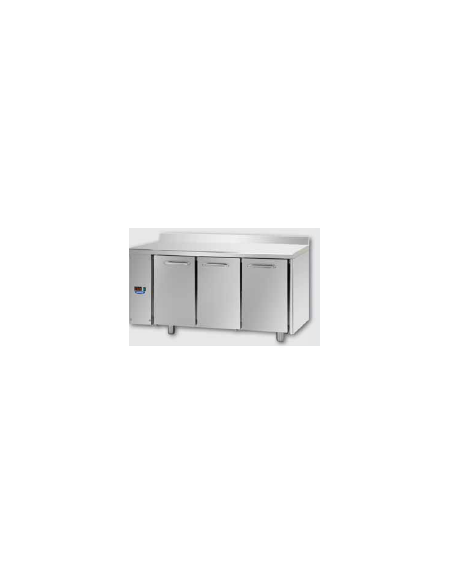 Tav Refrigerato, 3 porte, con alzatina 100 mm, predisposto per unità frigorifera remota a sx cm 165x70x95h