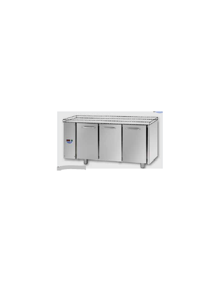 Tavolo Refrigerato GN 1/1 con 3 porte, senza piano di lavoro, predisposto per unità frigorifera remota a sinistra cm 165x70x80h