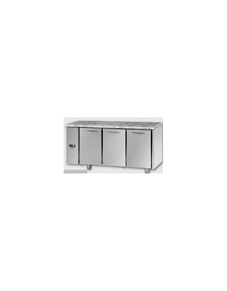 Tavolo Refrigerato GN 1/1 con 3 porte e piano di lavoro in Granito, predisposto per unità frigorifera remota cm 166x70x85h