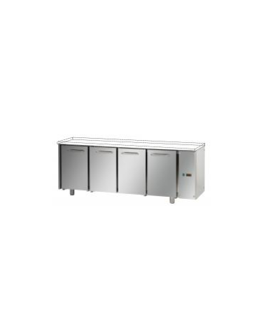 Tavolo Refrigerato GN 1/1 con 4 porte, senza piano di lavoro, predisposto per unità frigorifera remota cm 210x70x80h