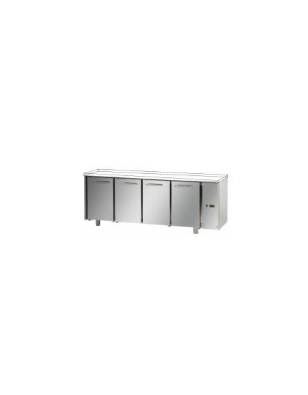 Tavolo Refrigerato GN 1/1 con 4 porte, senza piano di lavoro, predisposto per unità frigorifera remota cm 210x70x80h