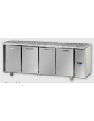 Tavolo Refrigerato GN 1/1 con 4 porte e piano di lavoro in Granito, predisposto per unità frigorifera remota cm 211x70x85h