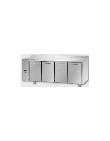 Tav Refrigerato, 4 porte, alzatina 100 mm, predisposto per unità frigorifera remota a sx cm 210x70x95h