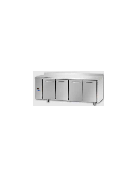 Tav Refrigerato, 4 porte, alzatina 100 mm, predisposto per unità frigorifera remota a sx cm 210x70x95h