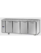 Tavolo Refrigerato GN 1/1 con 4 porte e piano di lavoro in Granito, predisposto per unità frigorifera remota cm 211x70x85h