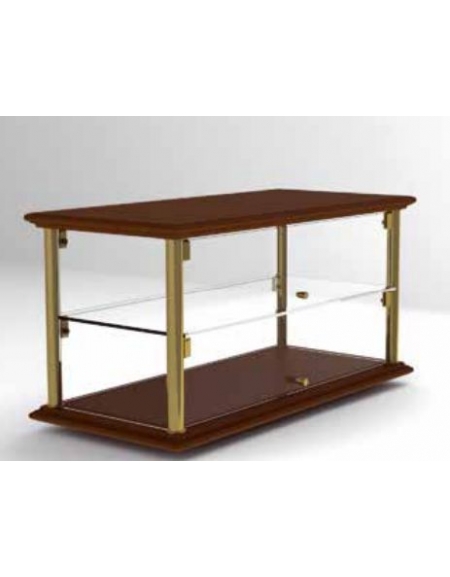 Vetrina neutra da banco per brioches cm 35x35x39h - N° 2 Piani espositivi - Montanti in bronzo/oro