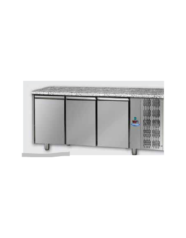 Tav Refrigerato Pasticceria 600x400 a temp. normale, 3 p. e p. di lavoro in Granito cm 215x80x85H