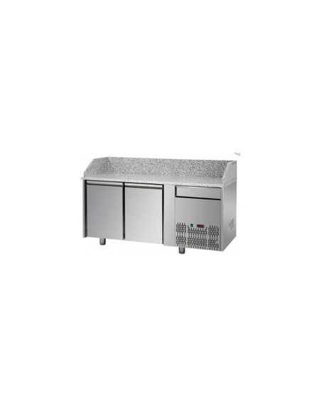 Tavolo Refrigerato Pizza GN 1/1 con 2 porte, un cassetto neutro e piano in granito CM 161x75x103H