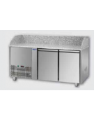 Tavolo Refrigerato Pizza GN 1/1 con 2 porte, gruppo motore a sinistra e piano in granito CM 161x75x103H