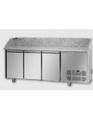 Tavolo Refrigerato Pizza GN 1/1 con 3 porte e piano in granito CM 204x75x103H