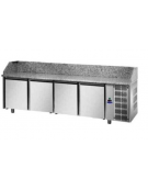 Tavolo Refrigerato Pizza 600x400 con 4 porte e piano in granito CM 271x80x103H