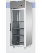 Armadio Refrigerato monoblocco in Acciaio Inox a temp. normale, prt in vetro,Neon, cm 71x70x203h