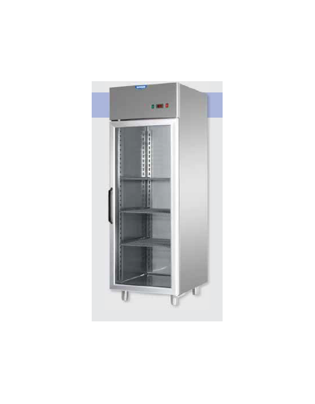 Armadio Refrigerato monoblocco in Acciaio Inox a temp. normale, prt in vetro,Neon, cm 71x70x203h