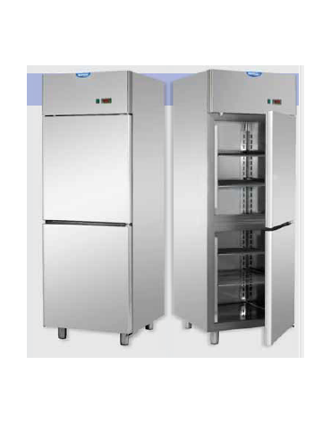 Armadio Refrigerato 600 monoblocco in Acciaio Inox a bassa temperatura con 2 sportelli cm 71x70x203h