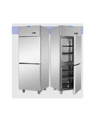 Armadio Refrigerato GN 2/1 monoblocco in Acciaio Inox a bassa temperatura con 2 sportelli CM 71x80x203h